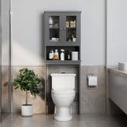 Meilocar Over the Toilet Storage Cabinet for Bathroom, Storage Organizer Over Toilet, Bathroom Space Saver with Tempered Glass Doors