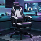 Meilocar Gaming Chair for Adults, Video Game Chair with Footrest, Big and Tall Gaming Chair Heavy Duty Computer Chair with Massage Lumbar, Ergonomic Adjustable Height and 360° Swivel Seat, PU Leather