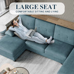 Meilocar Sectional Couches for Living Room, 106 in U Shaped Couch Soft Sectional Sofa with Double Chaise, Comfortable 4 Seat Couch