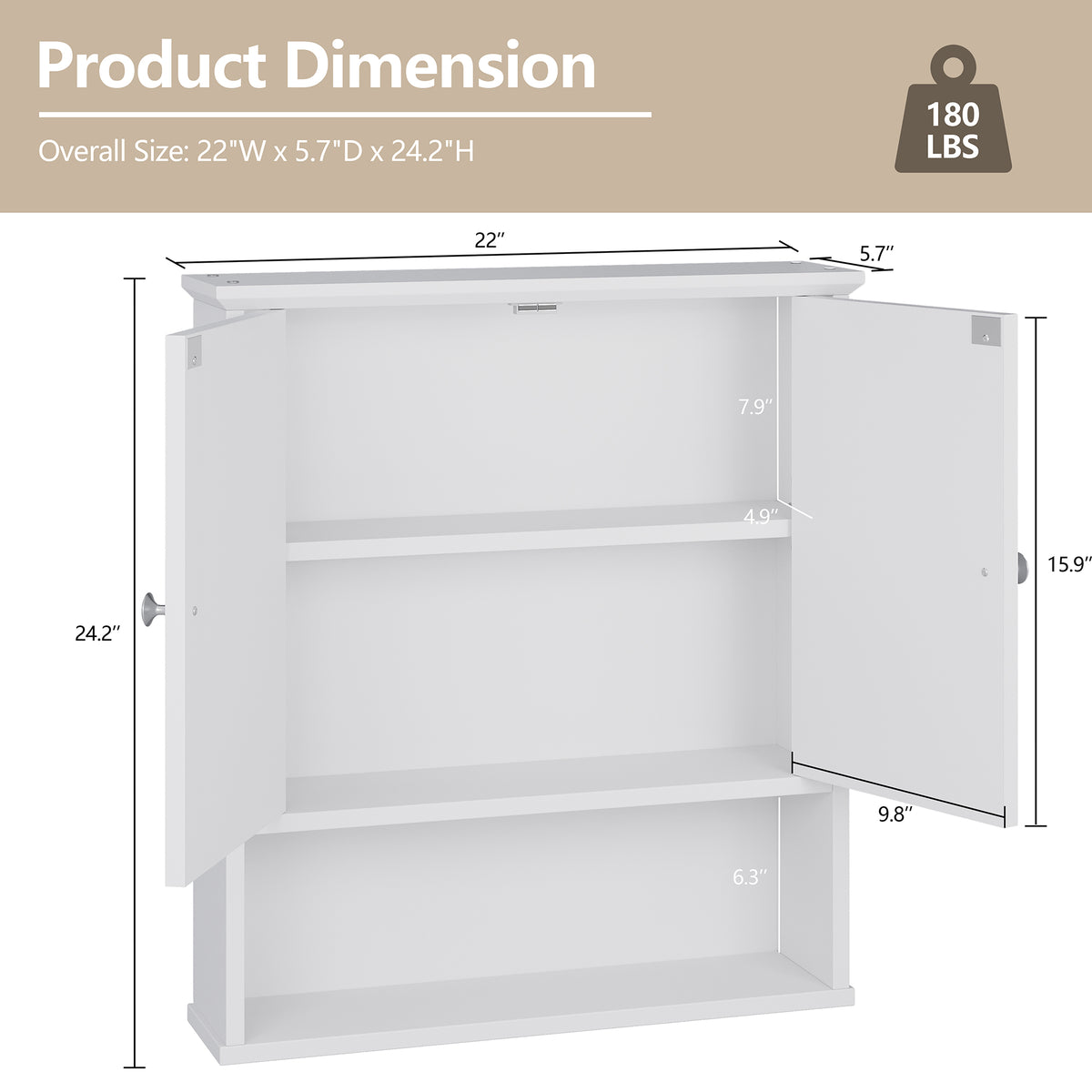 Meilocar Bathroom Wall Cabinet with Mirror, Bathroom Mirror Cabinet Wall Mounted, Over Toilet Medicine Cabinets with Adjustable Shelf, Large Capacity