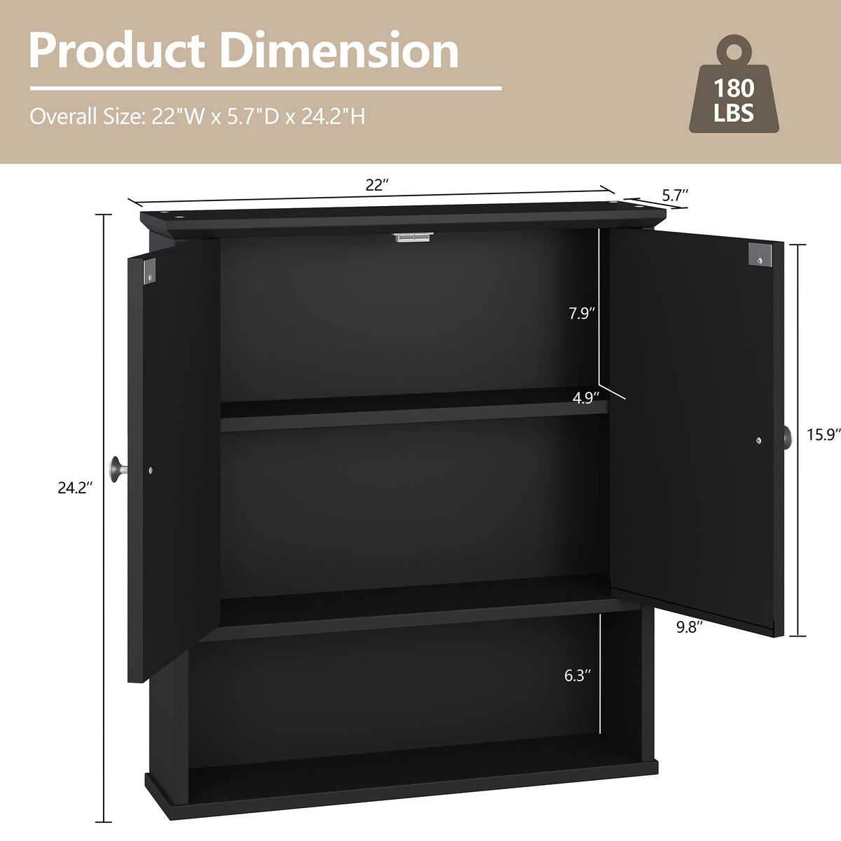 Meilocar Bathroom Wall Cabinet with Mirror, Bathroom Mirror Cabinet Wall Mounted, Over Toilet Medicine Cabinets with Adjustable Shelf, Large Capacity