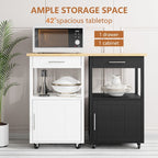 Walsunny Rolling Kitchen Island With Solid Wood Top #color_black