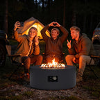 Meilocar 2-Piece Propane Fire Pit Table Set, 30 Inch 50,000 BTU, Includes Propane Tank Storage Side Table, Removable Flat Lid, Lava Rocks, Weather-Resistant Design for Outdoor Patio Deck