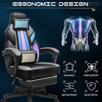 Meilocar Gaming Chair for Adult, Computer Chair with Footrest Video Game Chair Big and Tall Gaming Chair with Massage Lumbar Support, Adjustable Height and 360° Swivel Seat