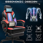 Meilocar Gaming Chair for Adults, Video Game Chair with Footrest, Big and Tall Gaming Chair Heavy Duty Computer Chair with Massage Lumbar, Ergonomic Adjustable Height and 360° Swivel Seat, PU Leather