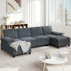Meilocar Sectional Couches for Living Room, 106 in U Shaped Couch Soft Sectional Sofa with Double Chaise, Comfortable 4 Seat Couch