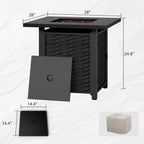Meilocar Propane Fire Table, 43 in Outdoor Fire Pit Table with Lava Rocks, 50,000 BTU Rectangular Fire Table with Lid and Rain Cover, 2-in-1 Firepit Table for Patio, Backyard, Balcony