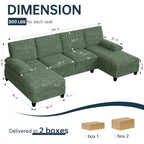 Meilocar Sectional Couches for Living Room, 106 in U Shaped Couch Soft Sectional Sofa with Double Chaise, Comfortable 4 Seat Couch