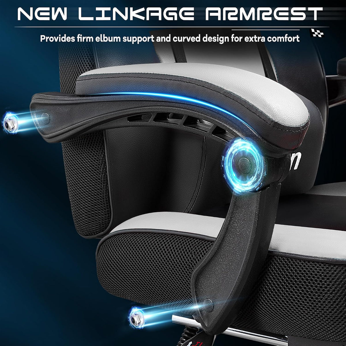 Meilocar Gaming Chair for Adults, Video Game Chair with Footrest, Big and Tall Gaming Chair Heavy Duty Computer Chair with Massage Lumbar, Ergonomic Adjustable Height and 360° Swivel Seat, PU Leather