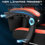 Meilocar Gaming Chair for Adults, Video Game Chair with Footrest, Big and Tall Gaming Chair Heavy Duty Computer Chair with Massage Lumbar, Ergonomic Adjustable Height and 360° Swivel Seat, PU Leather
