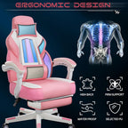 Meilocar Gaming Chair for Adults, Video Game Chair with Footrest, Big and Tall Gaming Chair Heavy Duty Computer Chair with Massage Lumbar, Ergonomic Adjustable Height and 360° Swivel Seat, PU Leather