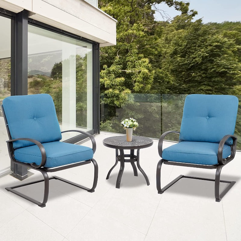 Walsunny 3-Piece Outdoor Bistro Set, Metal Frame#color_blue