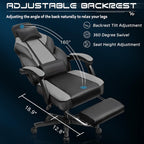 Meilocar Gaming Chair for Adult, Computer Chair with Footrest Video Game Chair Big and Tall Gaming Chair with Massage Lumbar Support, Adjustable Height and 360° Swivel Seat