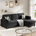 Meilocar Sectional Couch for Living Room, 79in Sectional Sofa with Ottoman, L Shaped Couch with Armrests Side Storage Pockage, 3-Seat Sofa Couches for Apartment, Black
