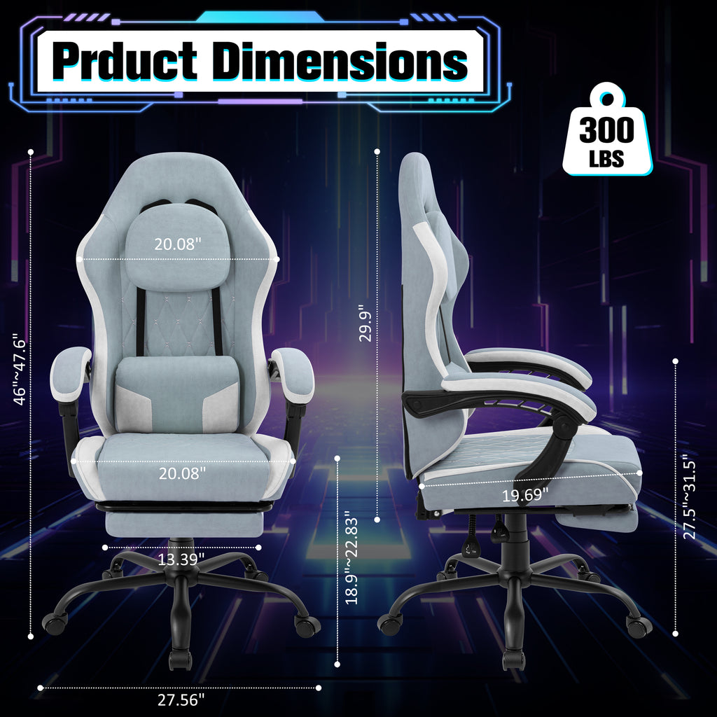 Meilocar Gaming Chair with Footrest, Ergonomic Fabric Desk Chair