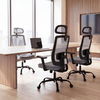 Meilocar Office Chair with Mesh High Back, Ergonomic Office Desk Chair with Adjustable Lumbar Support, Rolling Work Chairs with Wheels and 3D Headrest