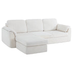 Meilocar Sectional Couches for Living Room Cloud Couch with Ottoman, Upholstered Boneless Couches Modern Modular L Shaped Couch 3 Seater Sofa, No Assembly Required, Washable Covers