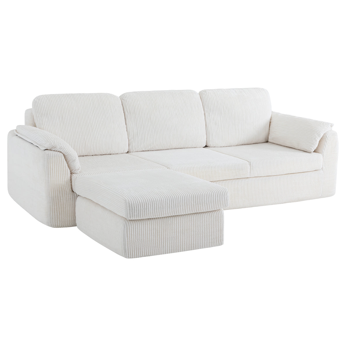 Meilocar Sectional Couches for Living Room Cloud Couch with Ottoman, Upholstered Boneless Couches Modern Modular L Shaped Couch 3 Seater Sofa, No Assembly Required, Washable Covers