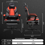 Meilocar Gaming Chair for Adults, Video Game Chair with Footrest, Big and Tall Gaming Chair Heavy Duty Computer Chair with Massage Lumbar, Ergonomic Adjustable Height and 360° Swivel Seat, PU Leather