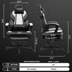 Meilocar Gaming Chair for Adults, Video Game Chair with Footrest, Big and Tall Gaming Chair Heavy Duty Computer Chair with Massage Lumbar, Ergonomic Adjustable Height and 360° Swivel Seat, PU Leather