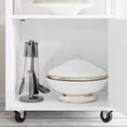 Walsunny Rolling Kitchen Island With Solid Wood Top #color_white