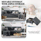 Meilocar Sectional Couch for Living Room, 79in Sectional Sofa with Ottoman, L Shaped Couch with Armrests Side Storage Pockage, 3-Seat Sofa Couches for Apartment, Black