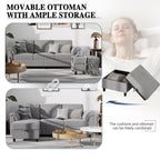 Meilocar Sectional Couch for Living Room, 79in Sectional Sofa with Ottoman, L Shaped Couch with Armrests Side Storage Pockage, 3-Seat Sofa Couches for Apartment, Black