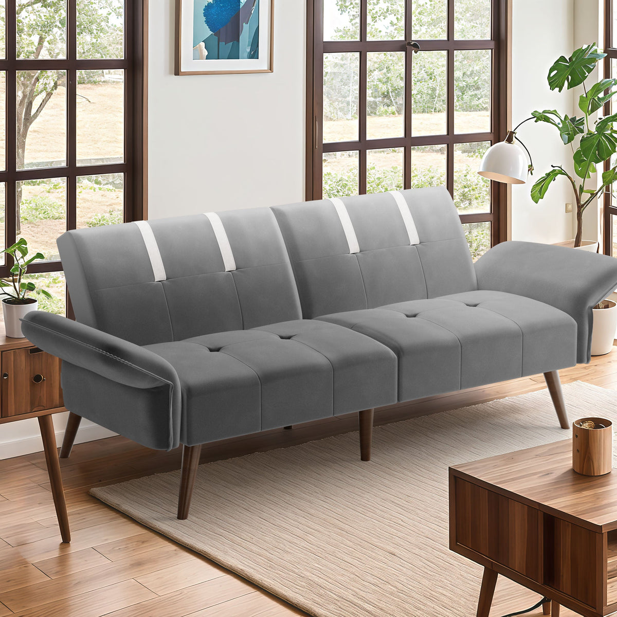 Walsunny Velvet Loveseat Sofa Couch Sofa cama for Apartments (7346697994416)