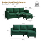 WALSUNNY livingroom sectional couch #color_green #material_linen-fabric