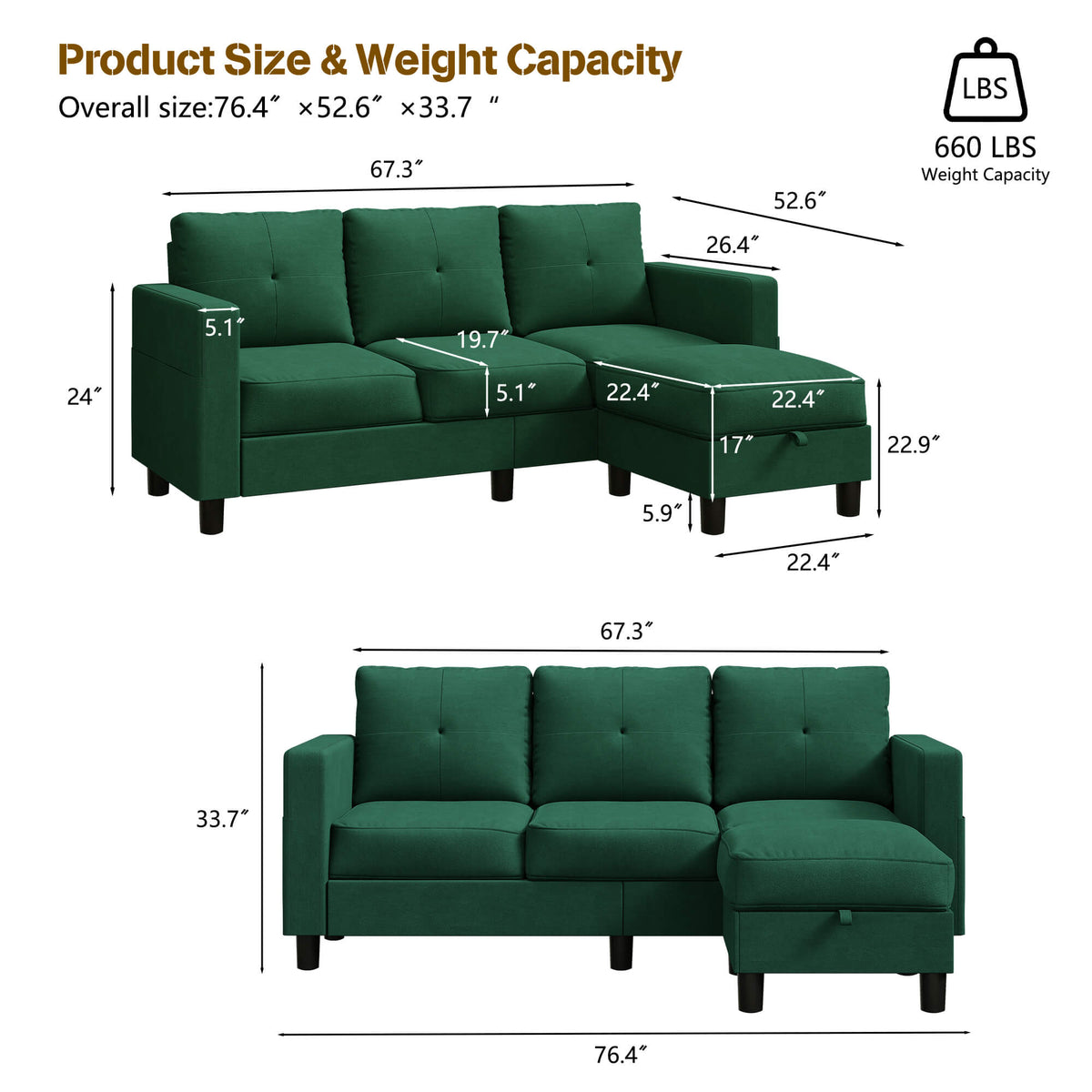 WALSUNNY livingroom sectional couch #color_green #material_linen-fabric
