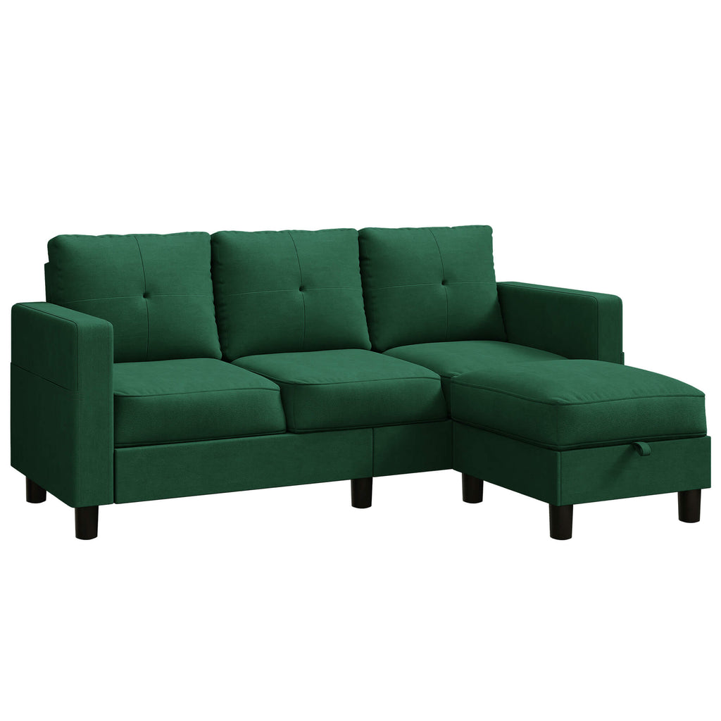 WALSUNNY livingroom sectional couch #color_green #material_linen-fabric