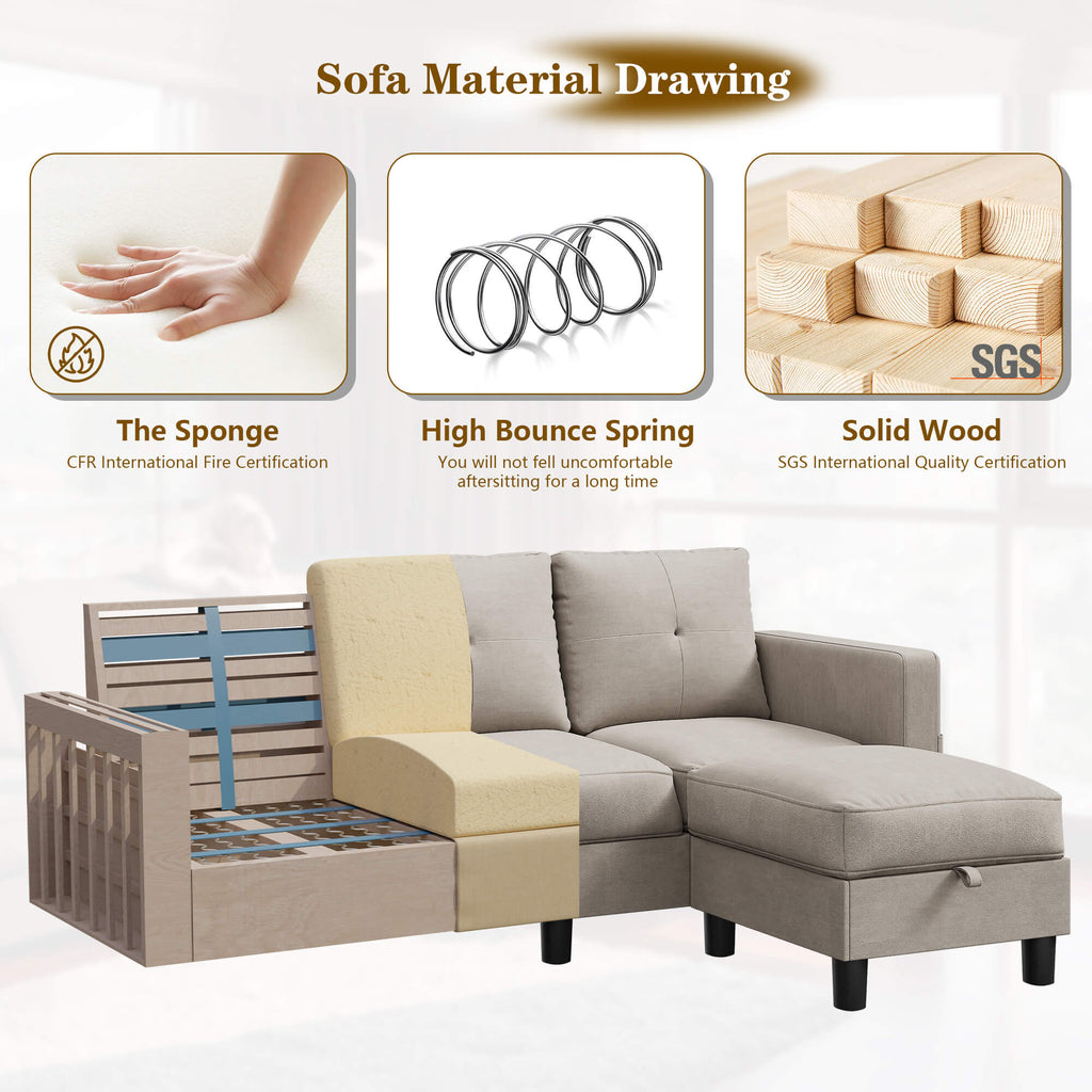 WALSUNNY livingroom sectional couch sectional couch #color_khaki #material_linen-fabric
