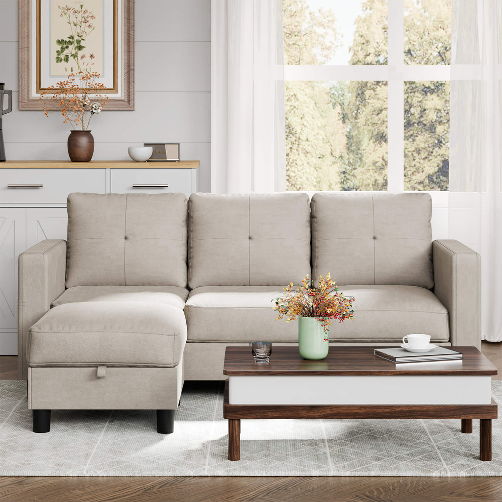 WALSUNNY livingroom sectional couch sectional couch #color_khaki #material_linen-fabric