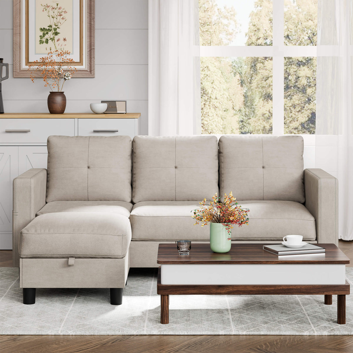WALSUNNY livingroom sectional couch sectional couch #color_khaki #material_linen-fabric
