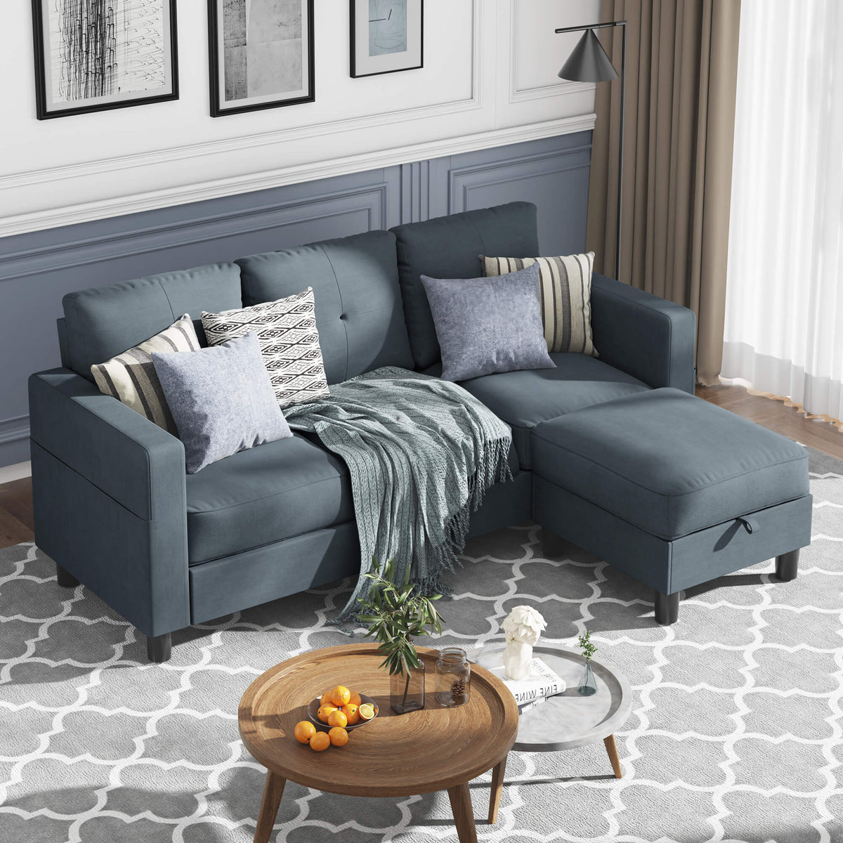  sectional couch WALSUNNY livingroom sectional couch sectional couch #color_dark-grey #material_linen-fabric