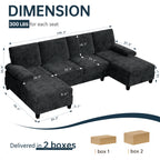 Meilocar Sectional Couches for Living Room, 106 in U Shaped Couch Soft Sectional Sofa with Double Chaise, Comfortable 4 Seat Couch