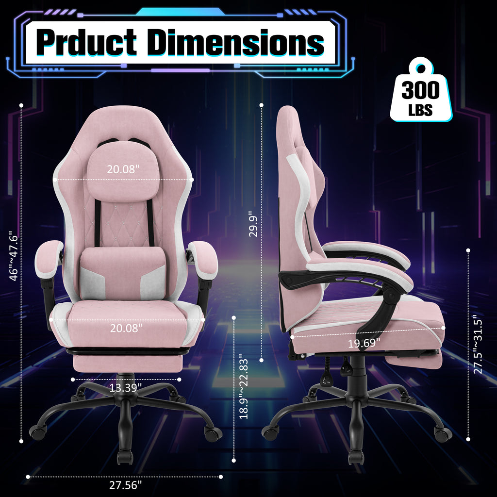 Meilocar Gaming Chair with Footrest, Ergonomic Fabric Desk Chair