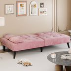 Meilocar 64" Futon Sofa Bed, Small Loveseat, Cup Holders, Small Couch with 3 Adjustable Angles, Removable Armrests, Small Sofa for Apartment, 5.3 FT