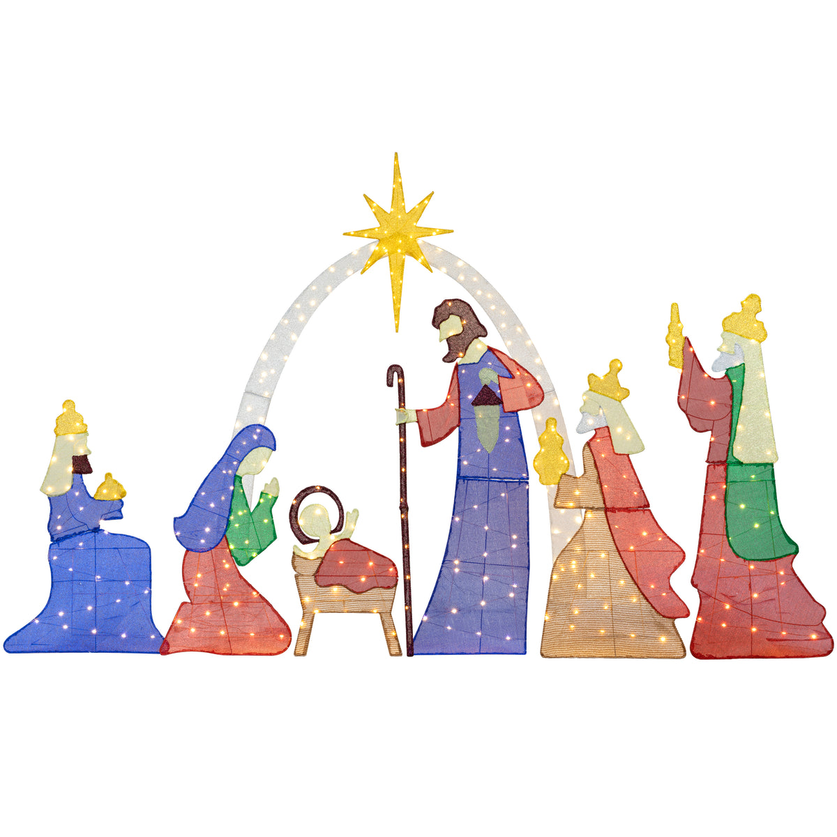 Meilocar 6 FT Christmas Outdoor Nativity Scene Set, 7pcs Weatherproof Holy Family Outdoor Decorations Nativity Set for Christmas Holiday Yard Home Decorations