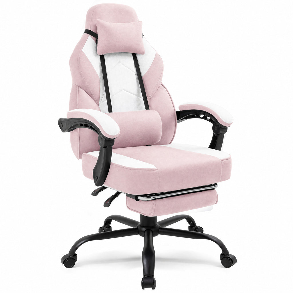 Meilocar Gaming Chair with Footrest Fabric Gaming Chair for Adults with Massage Lumbar Support, High Back Ergonomic Computer Chair, Pocket Spring Cushion, 150°Reclining & Linkage Armrests