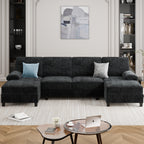 Meilocar Sectional Couches for Living Room, 106 in U Shaped Couch Soft Sectional Sofa with Double Chaise, Comfortable 4 Seat Couch