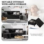 Meilocar Sectional Couch for Living Room, 79in Sectional Sofa with Ottoman, L Shaped Couch with Armrests Side Storage Pockage, 3-Seat Sofa Couches for Apartment, Black