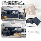 Meilocar Sectional Couch for Living Room, 79in Sectional Sofa with Ottoman, L Shaped Couch with Armrests Side Storage Pockage, 3-Seat Sofa Couches for Apartment, Black