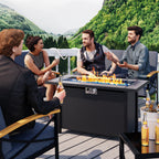 45in Fire Table, Propane Fire Pit with Glass Wind Guard and Rain Cover, Outdoor Firepit Table 50000 BTU 3-in-1 Fire Table for Patio/Yard/Balcony