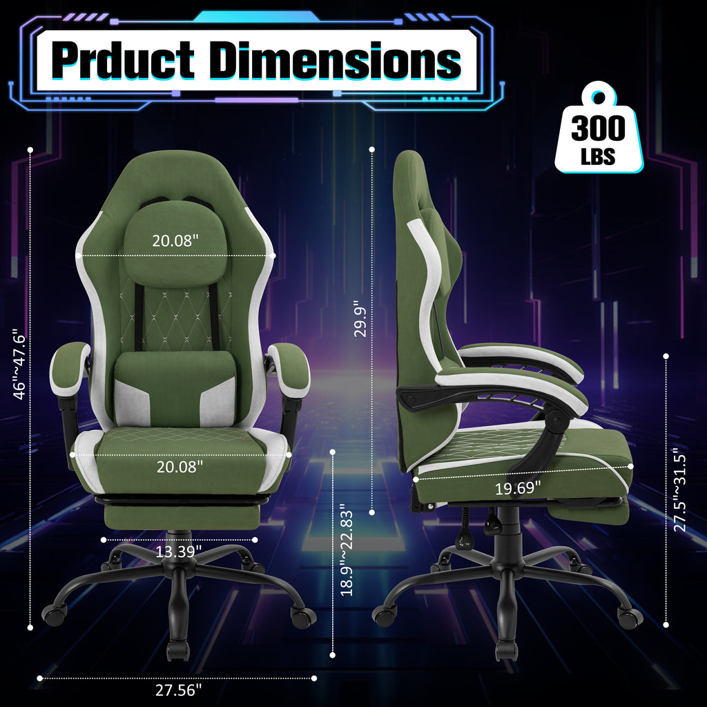 Meilocar Gaming Chair with Footrest, Ergonomic Fabric Desk Chair