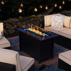 45in Fire Table, Propane Fire Pit with Glass Wind Guard and Rain Cover, Outdoor Firepit Table 50000 BTU 3-in-1 Fire Table for Patio/Yard/Balcony