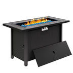 45in Fire Table, Propane Fire Pit with Glass Wind Guard and Rain Cover, Outdoor Firepit Table 50000 BTU 3-in-1 Fire Table for Patio/Yard/Balcony