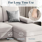 Meilocar Sectional Couches for Living Room, U Shaped Couch with Linen Fabric, 4 Seat Sofa with Removable Pillows for Apartment and Small Space, White