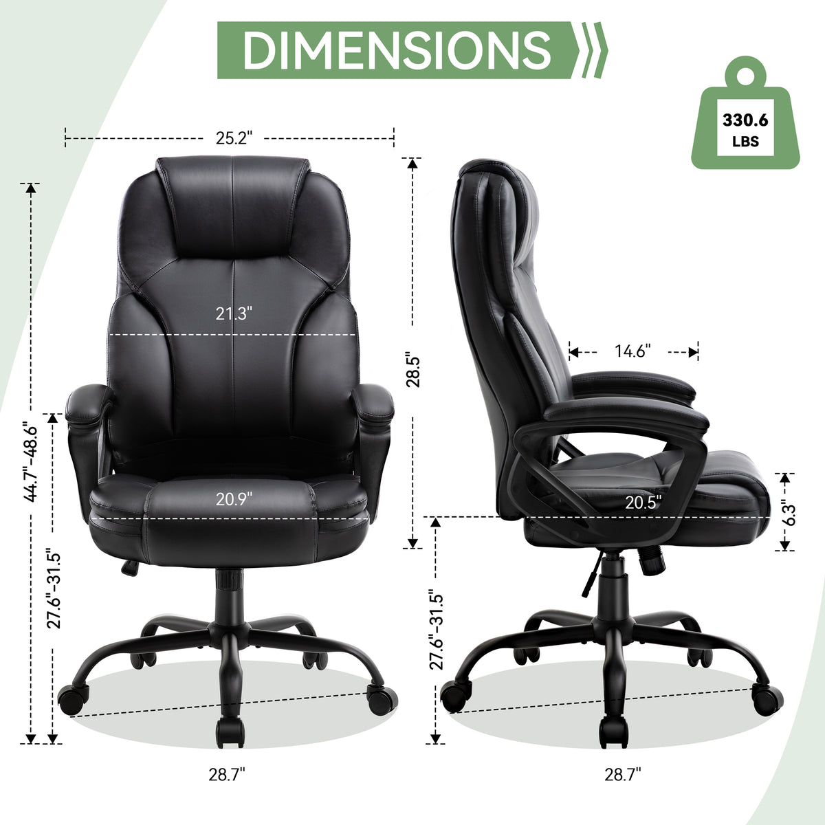 Meilocar Ergonomic Office Chair with High Back, Comfy Desk Chair, Adjustable Executive Office Chair for Home Office, Big and Tall Computer Chair Heavy Duty, 360° Swivel