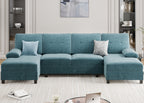 Meilocar Sectional Couches for Living Room, U Shaped Couch 4 Seat Sofa with Removable Pillows for Apartment and Small Space (Striped Blue)